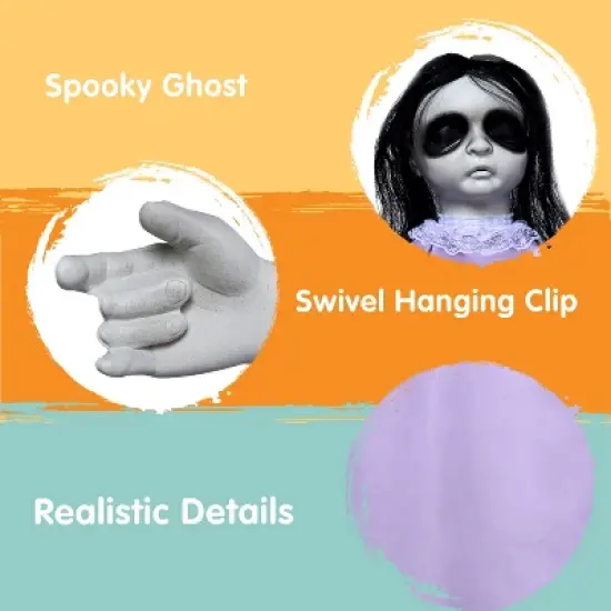 Joyfy Halloween Decorations Outdoor Hanging Ghost Doll Decor, 43&rsquo;&rsquo; Purple Dress Scary Doll Skeleton for Halloween Indoor Outdoor Hanging Decorations image {2}