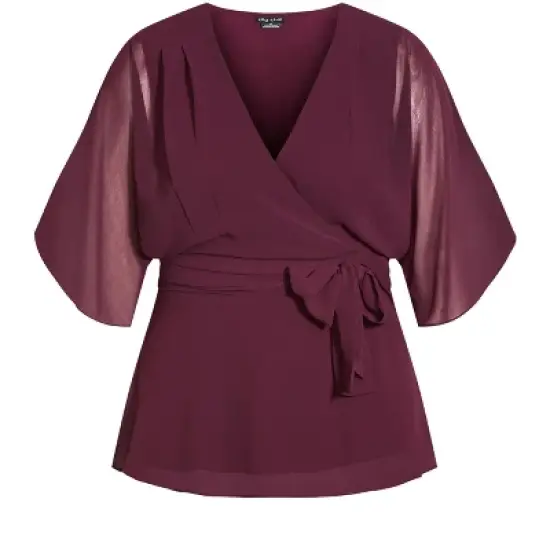 Women's Plus Size Elegant Wrap Top - spiced plum | CITY CHIC image {4}