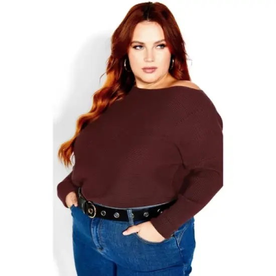 Women's Plus Size Lean In Jumper - bordeaux | CITY CHIC image {6}