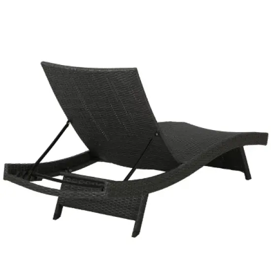 GDFStudio Lakeport Outdoor Wicker Armless Adjustable Chaise Lounges (Set of 2) image {3}