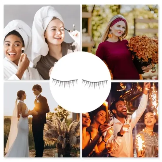 Unique Bargains Natural False Eyelashes X001 Black 5 Pair image {3}