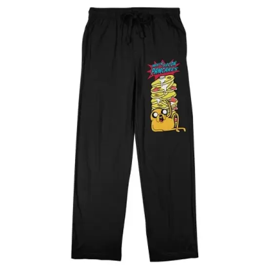 Adventure Time Bacon Pancake Men's Black Sleep Pajama Pants image {5}