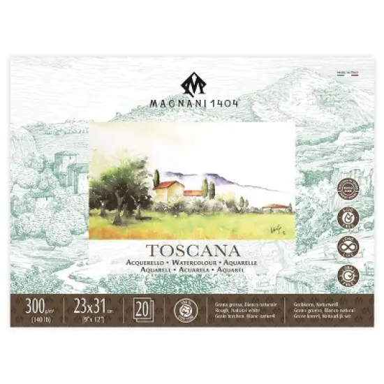 Magnani 1404 Toscana Rough 100% Cotton Watercolor Paper Block, 20 Sheets,  140 lb, Acid-Free, UV Resistant,  Vegan Sized Water Color Paper for image {10}