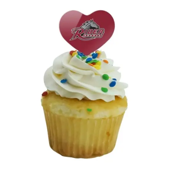 Rider University Primary Logo Heart Love Cupcake Picks Toppers Decoration Set of 6 image {4}