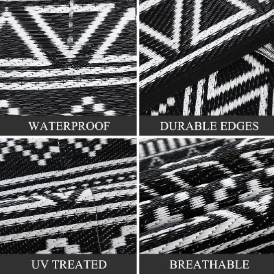 Coucheta Reversible Outdoor Rug , Waterproof Plastic Straw Patio Mat for Camping, RV & Deck, Easy Clean & Portable,Multi-Color & Size image {3}