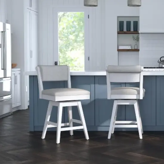 Clarion Wood and Upholstered Counter Height Swivel Stool Sea White - Hillsdale Furniture image {2}