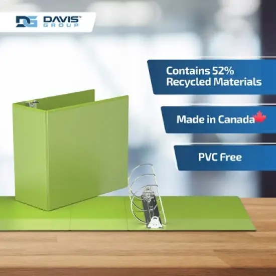 Davis Group 4pk 5" Premium Economy Angled D-Ring Binder Lime Green: Easyview, Polypropylene, 700 Sheet Capacity, Hard Cover image {6}