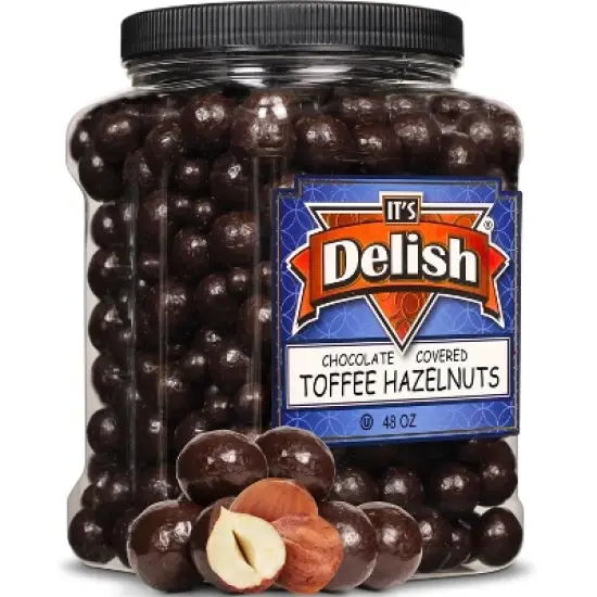 Chocolate Covered Toffee Coated Hazelnuts by It's Delish, 48 OZ Jumbo Container image {7}