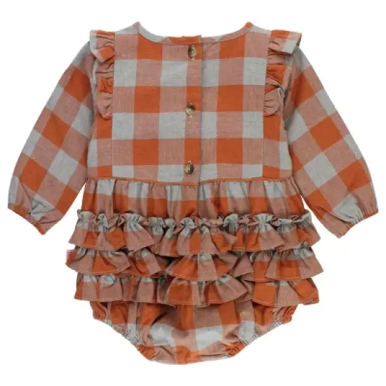 RuffleButts Toddler Girls Long Sleeve Ruffle Trim Bubble Romper image {1}