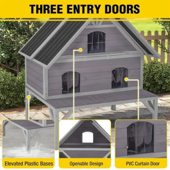 Aivituvin Wooden Outdoor Cat House | Metal Roof-AIR7034 image {4}