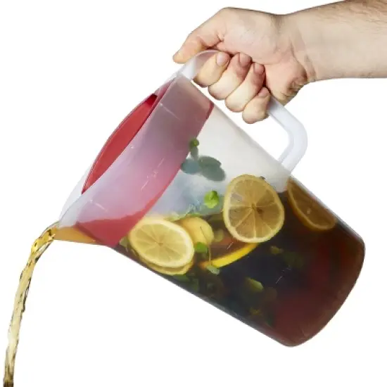 GoodCook Plastic Pitcher with 4 Way Lid - 1 Gallon - Red image {4}