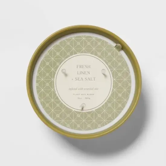 13oz Footed Textured Ceramic Dish with Dustcover Fresh Linen & Sea Salt Green - Threshold&trade; image {3}