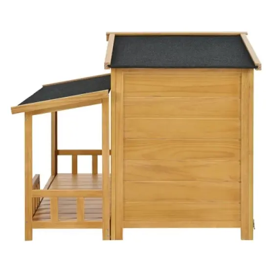 Wooden Dog House, Dog Crate For large dog breeds, Cabin Style Raised Dog Shelter with Asphalt Roof image {7}