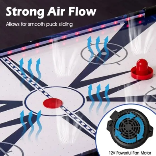 Tangkula 54" Air Hockey Table - Arcade Hockey Table Gaming Set w/LED Electronic Scoring & Lights 2 Pucks 2 Pushers Powerful 12V Motor image {4}