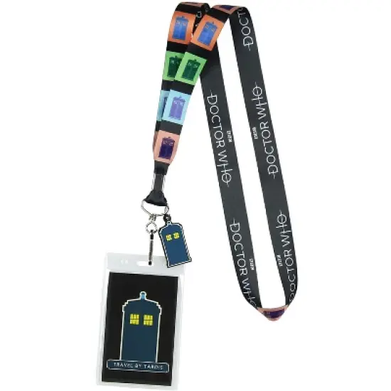 Doctor Who Lanyard ID Badge Holder Travel By Tardis Lanyard w/ Rubber Charm image {3}