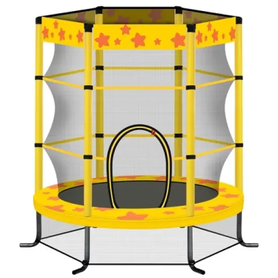 55 in. Trampoline with Safety Net, 4.5FT Outdoor Indoor Round Bouncer,Fun Jumping Toy for Children, Cute Star Design image {7}