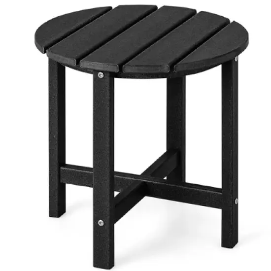 Costway 18'' Patio  Round Adirondack Side Table Weather Resistant HDPE Garden image {9}