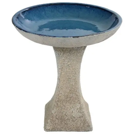 Sunnydaze Nantes Ceramic Bird Bath with Lava Finish - White Distressed Ceramic Finish - 16" H image {9}