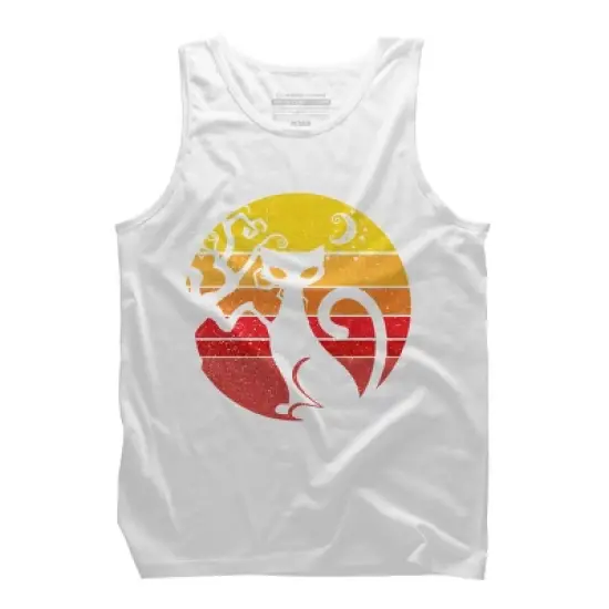 Men's Design By Humans Black Cat Halloween Costume Scary Vintage Cats By TaiHan Tank Top image {6}
