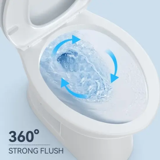 Toilet, Two-Piece Toilet - 17.5'' ADA Height Elongated Toilet, 1.28 GPF Powerful Single Flush with Soft Close Seat, 12 Inch Rough In, White image {4}