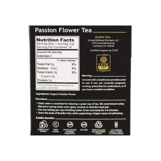 Buddha Teas Organic Passion Flower Tea - Case of 6/18 Bags image {2}
