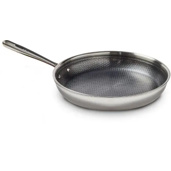 T-fal 12" Stainless Steel Fry Pan, HybridMesh, Silver image {7}