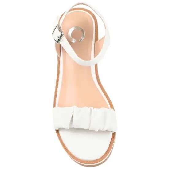 Journee Collection Womens Dexxla Buckle Ankle Strap Low Platform Sandals White 7 image {3}