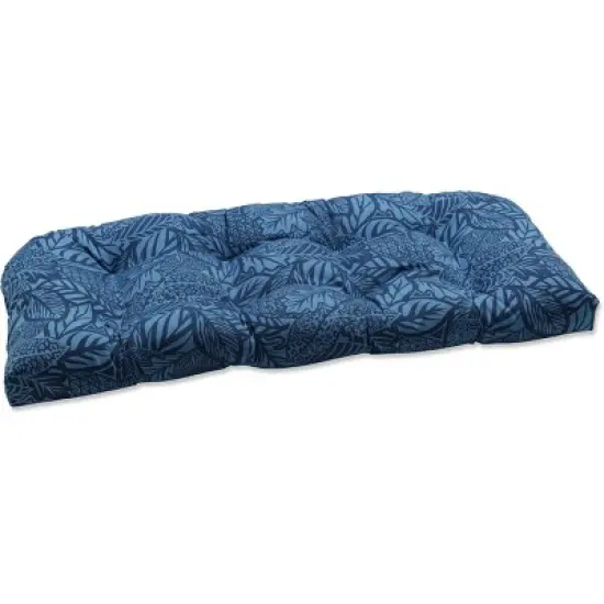 Outdoor/Indoor Wicker Loveseat Cushion Blue - Pillow Perfect image {4}