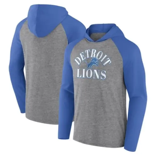 NFL Detroit Lions Men's Gray Full Back Run Long Sleeve Lightweight Hooded Sweatshirt image {3}