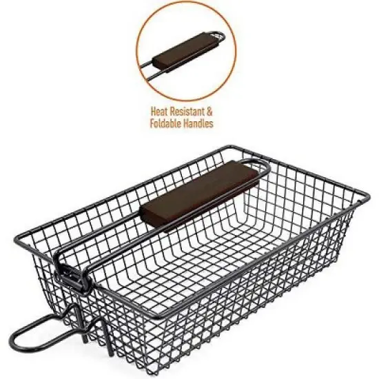 Yukon Glory Premium Grilling Basket, Designed Grill Vegetables, Seafood, Poultry and Meats image {2}