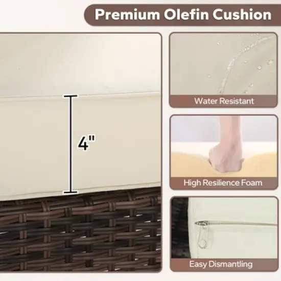 UPTIOT 3-person Patio Rattan Sofa With Wide Armrests image {6}