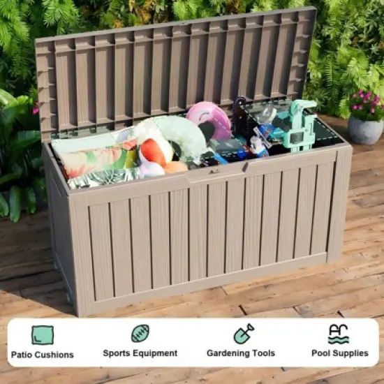 Chic Crate 75-gal Water Resistant Resin Lockable Deck Box - Light Gray image {3}