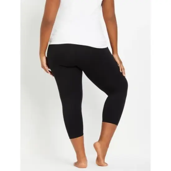Plus Size Essential Stretch Secret Fit Belly Maternity Cropped Leggings | Motherhood Maternity image {2}