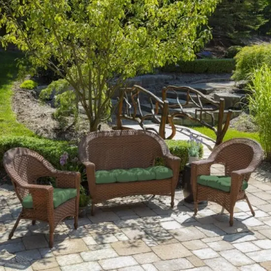 2pk Leala Texture Wicker Outdoor Chair Cushions Moss - Arden Selections image {2}