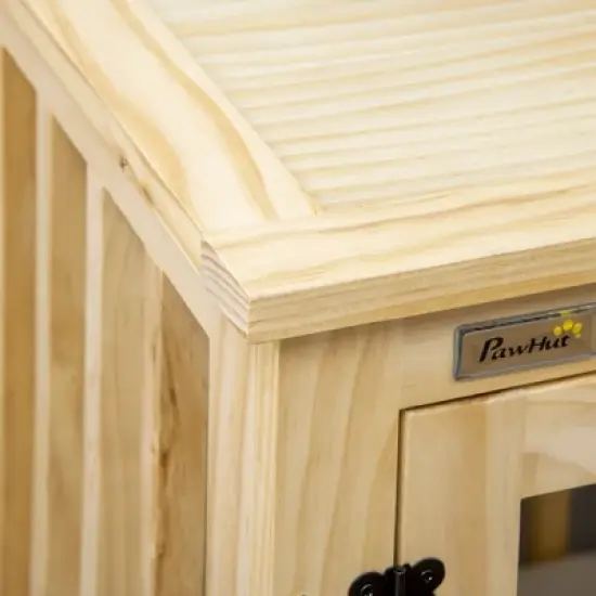 PawHut Wooden Dog Crate Furniture with Soft Cushion, Dog Crate End Table with Double Doors, Indoor Pet Crate for Small Medium Dogs image {5}