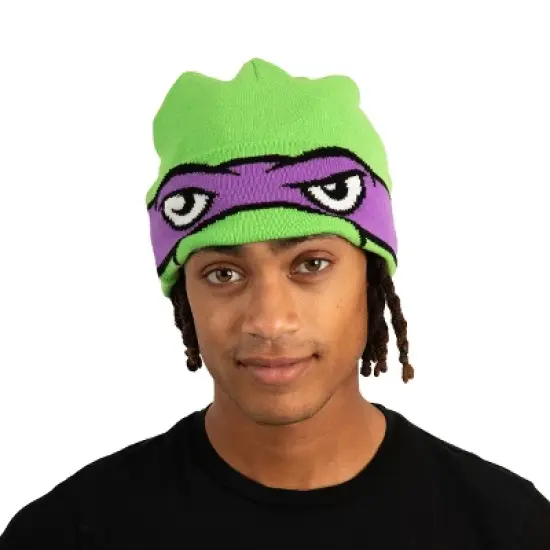 TMNT Rolldown Donny Adult Acrylic Mesh Eye Green Beanie image {5}