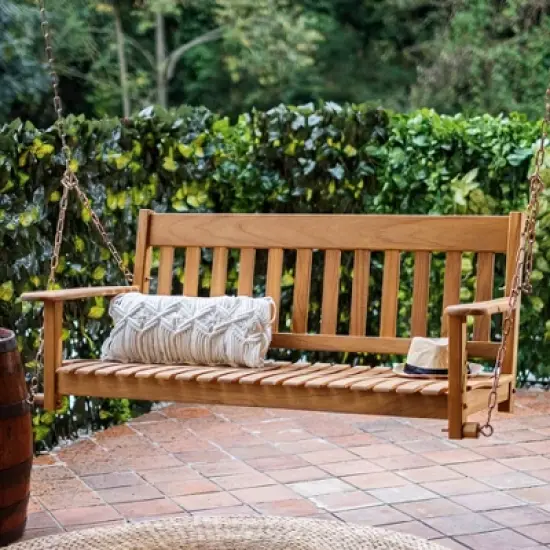 Cambridge Casual Moni Teak Wood Outdoor Porch Swing: Weather-Resistant, 2-Seater with Hanging Hardware image {9}