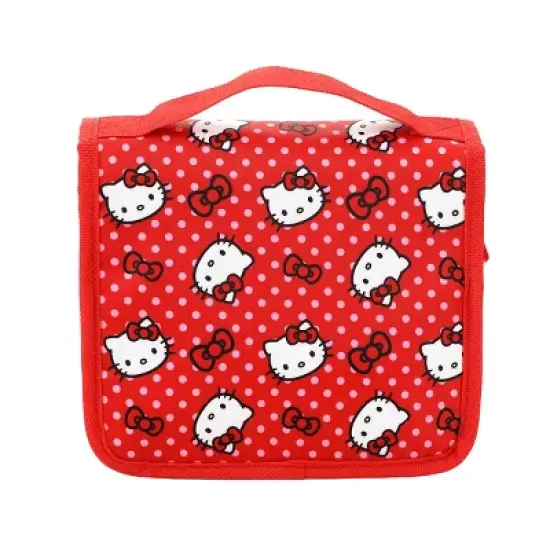 Hello Kitty Character Face & Bows Red 8.2&rdquo; Folding Hanging Toiletry Kit image {3}