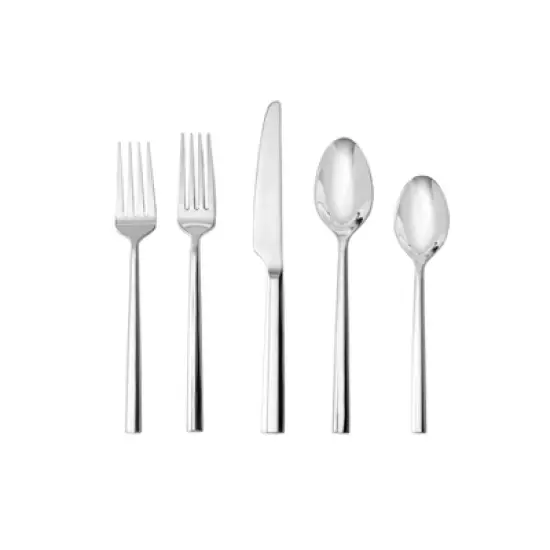 Fortessa Tableware Solutions 5pc Stainless Steel Orson Flatware Set: Modern 18/10 Silver, Dishwasher-Safe, Service for 1 image {5}