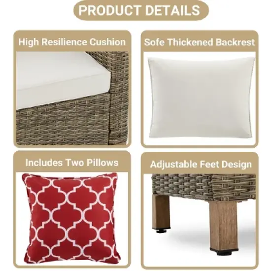 6 Piece Conversation Patio Set with Cushions and Coffee Table image {5}