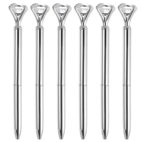 Unique Bargains Metal Sleek Design Medium Point Elegant Crystal Diamond Ballpoint Pen 6 Pcs image {11}