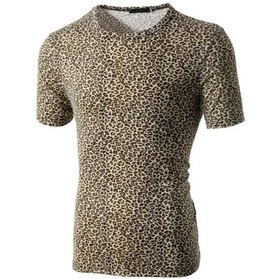 Lars Amadeus Men's Round Neck Animal Pattern Short Sleeves T Shirt image {1}
