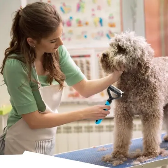 BOSHEL Undercoat Rake For Dogs - Premium Double Sided Dog Grooming Brush - Dog Deshedding Brush - Dematting Comb For Dogs image {5}