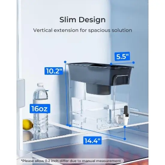 Waterdrop 35-Cup Slim Water Filter Dispenser, Black (with 1 Filter) image {7}