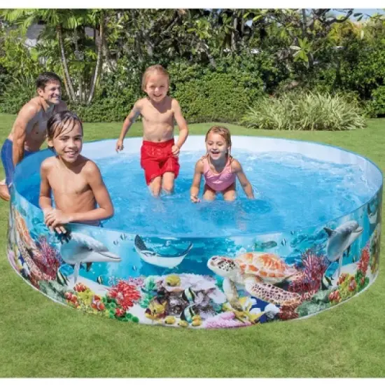Intex Deep Sea Blue 8 feet x 18 inch SnapSet Instant Round Above Ground Swimming Kiddie Pool for Kids Ages 3 Years and Up image {4}