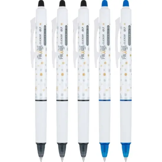 Pilot 5pk FriXion Clicker Design Collection Dots Erasable Pen Fine Point 0.7mm Assorted Inks image {1}