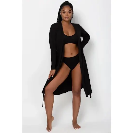 Smart & Sexy Comfort Cotton Rib Cardigan Robe image {7}