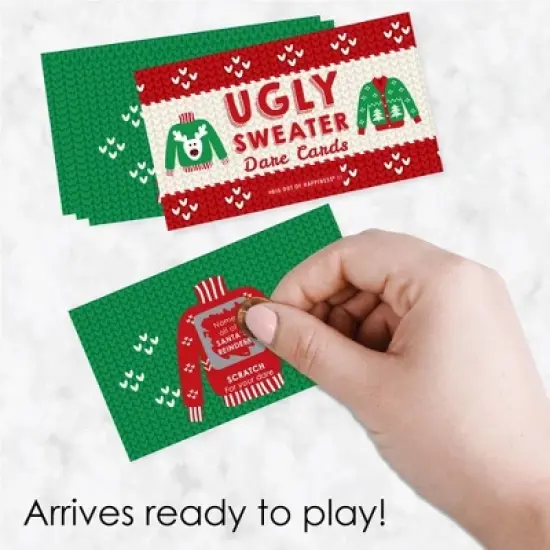 Big Dot of Happiness Ugly Sweater - Holiday and Christmas Party Game Scratch Off Dare Cards - 22 Count image {1}