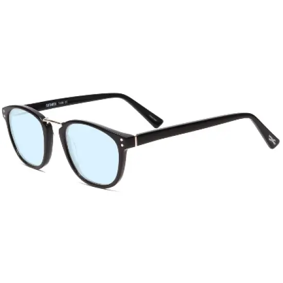 Scott&Zelda SZ7436 Unisex Blue Light Block Eyeglass Oval Gloss Black Silver 49mm +0.25 Custom Lens Non-Refundable image {1}