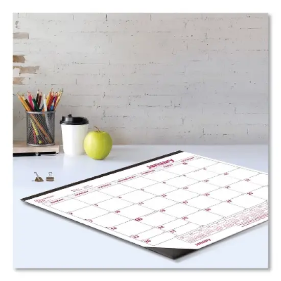 Monthly Desk Pad Calendar, 22 x 17, White/Burgundy Sheets, Black Binding, Black Corners, 12-Month (Jan to Dec): 2026 image {1}